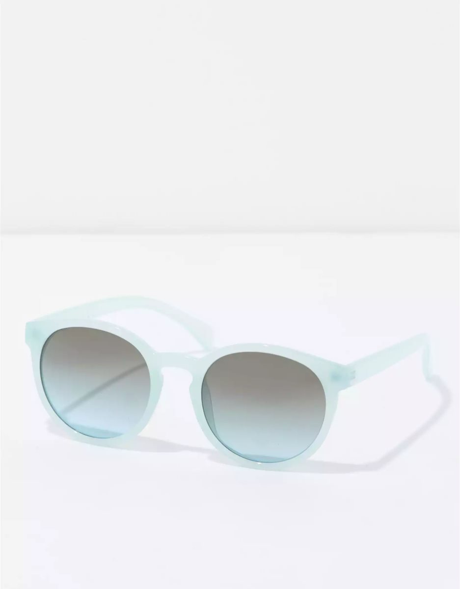 Lunettes de Soleil American Eagle AEO Light Blue Round Plastic Bleu Femme | ITY-01324934